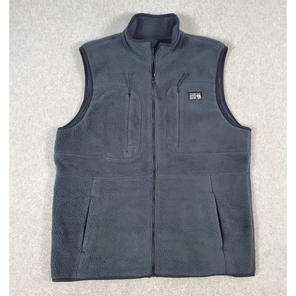 Mountain Hardwear HiCamp Fleece Vest Gray Mens Size Large Full Zip Sherpa OM5388